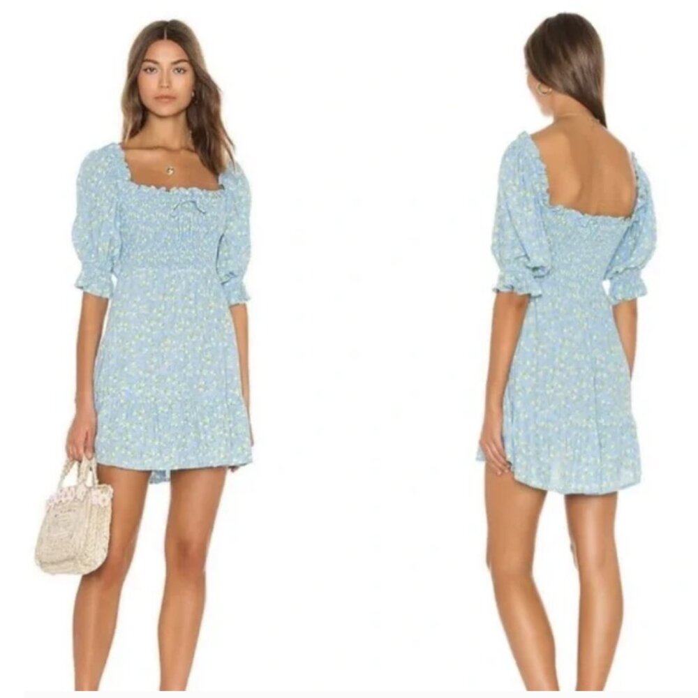 FAITHFULL THE BRAND CHARLOTTE SMOCKED MINI DRESS SIZE 6 - Picture 3 of 14